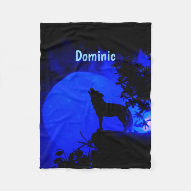 Blue Moon Wolf Fleece Blanket (Vorderseite)
