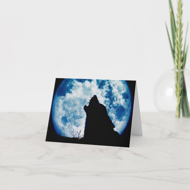 Blue Moon Wolf Note Card Karte (Vorderseite)