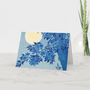 Blue Moonlit Tree: Japanischer Kirschblossom Nacht Dankeskarte