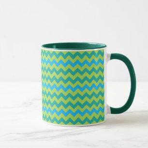Blue Moons Zickzack Pattern Green Blue Tasse