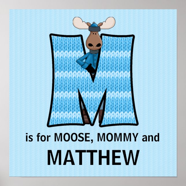 Blue Moose Monogram Letter M Baby Room Poster (Vorne)