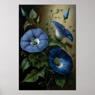 Blue Morning Gloriage Blume Art Print Poster