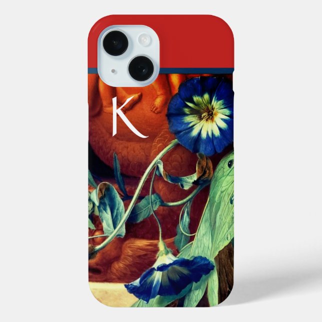 BLUE MORNING GLORIES FLORAL MONOGRAM Case-Mate iPhone HÜLLE (Rückseite)