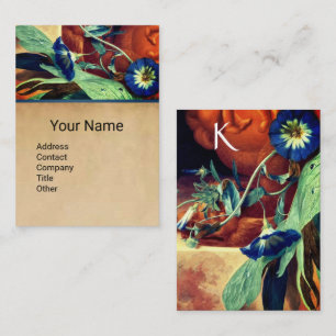 BLUE MORNING GLORIES FLORAL PARCHMENT MONOGRAM BU VISITENKARTE