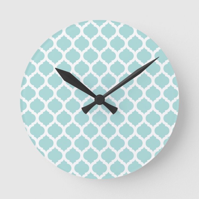 Blue Moroccan Pattern Wall Clocks Runde Wanduhr (Vorderseite)