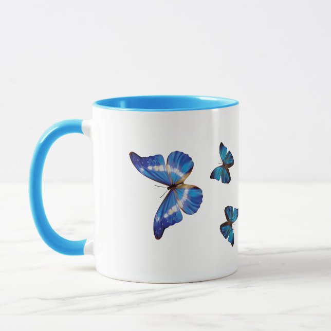 Blue Morpho Butterfets Kaffeezubereitung Tasse (Links)