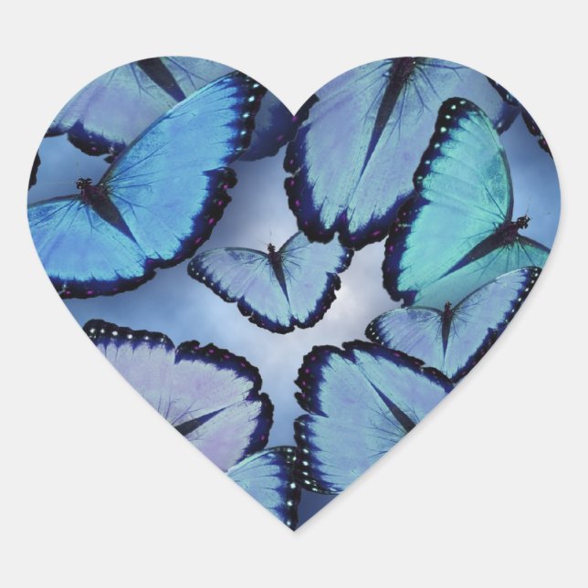 Blue Morpho Butterflies Herz-Aufkleber (Vorderseite)