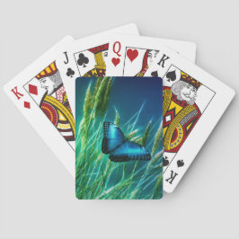 Blue Morpho Butterfly auf grünem Gras Spielkarten