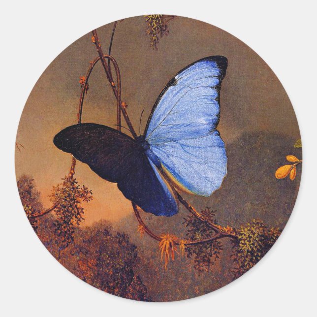 Blue Morpho Butterfly, Fine Art, Runder Aufkleber (Vorderseite)