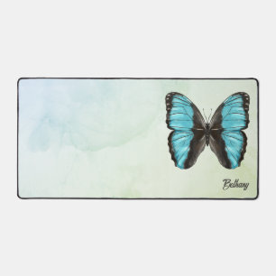 Blue Morpho Butterfly Insekt Art Übernachtung Schreibtischunterlage