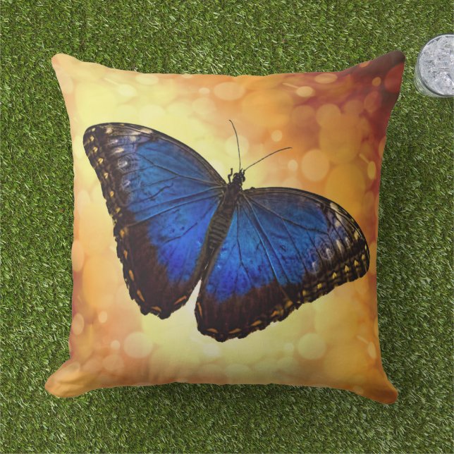 Blue Morpho Butterfly Kissen (Gras)