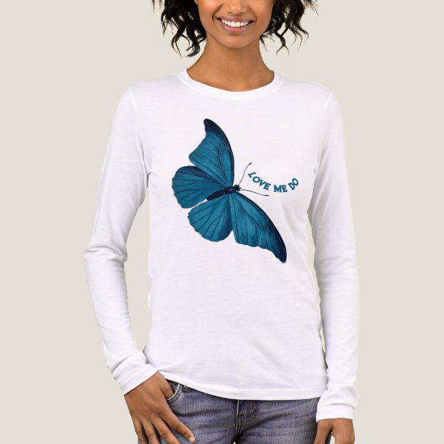 Blue Morpho Butterfly Liebe Do Tri-Blend Shirt (Vorderseite)