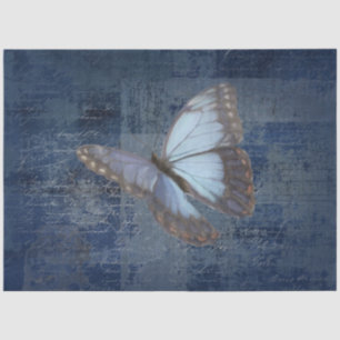 Blue Morpho Butterfly Navy Blue Ephemera Decoupage Seidenpapier