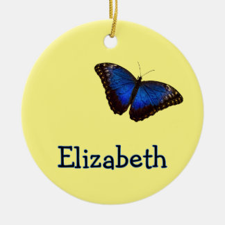Blue Morpho Butterfly Personalized with Name Keramik Ornament