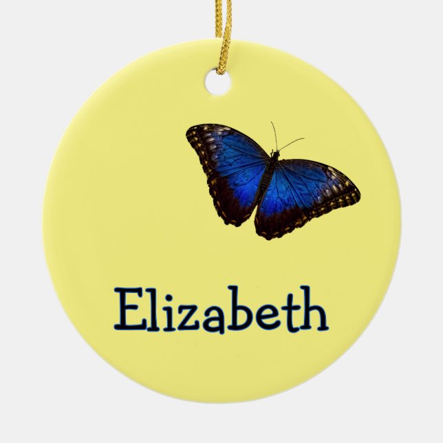 Blue Morpho Butterfly Personalized with Name Keramik Ornament (Vorne)