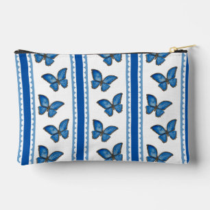 Blue Morpho Butterfly Stripe Zipper Pouch Zubehörtasche