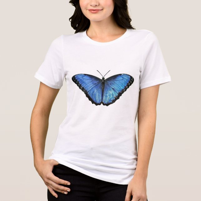 Blue Morpho Butterfly Tri-Blend Shirt (Vorderseite)