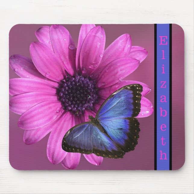 Blue Morpho Butterfly und Daisy Mousepad (Vorne)