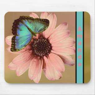 Blue Morpho Butterfly und Daisy Mousepad