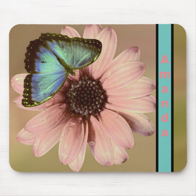 Blue Morpho Butterfly und Daisy Mousepad (Vorne)