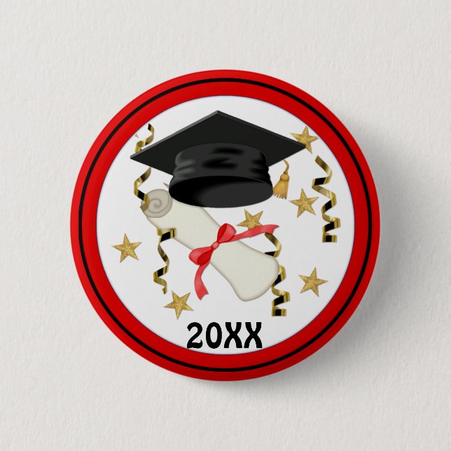 Blue Mortar und Diploma Abschluss Button (Vorderseite)