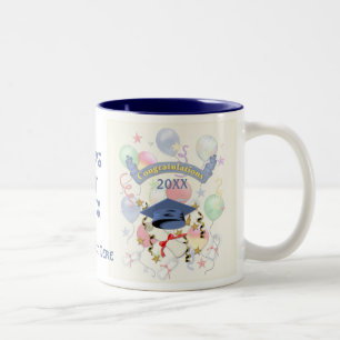 Blue Mortar und Diploma Abschluss Zweifarbige Tasse