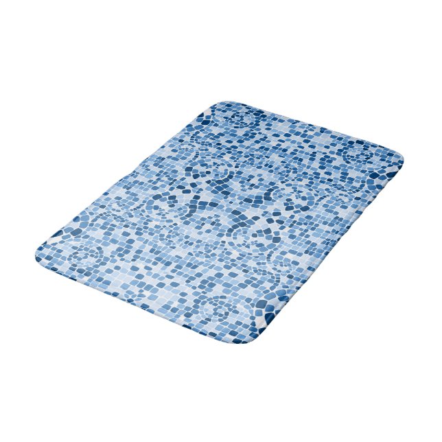 Blue Mosaic Bath Mat Badematte (Schrägansicht)