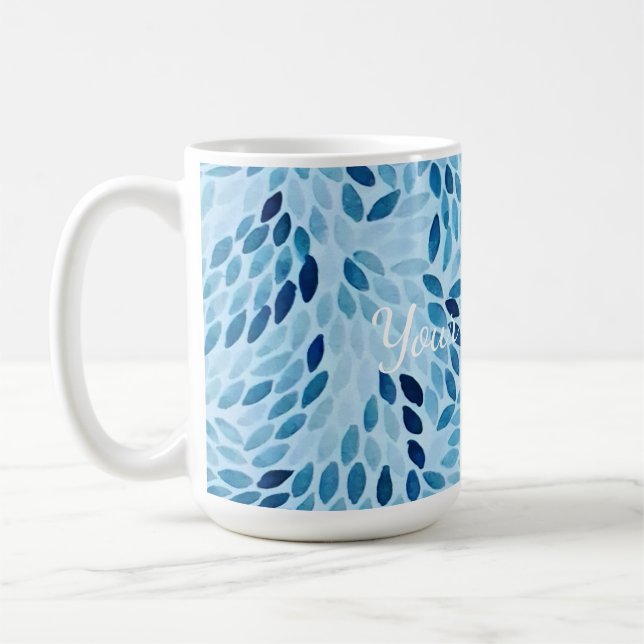 Blue Mosaic Petals Pattern Ceramic Mug Kaffeetasse (Links)
