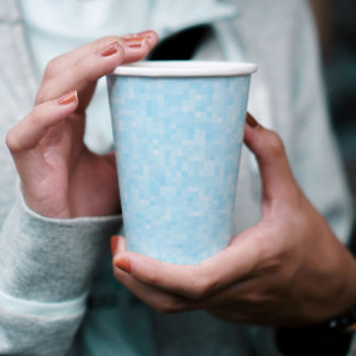 Blue Mosaic Pixel Pappbecher