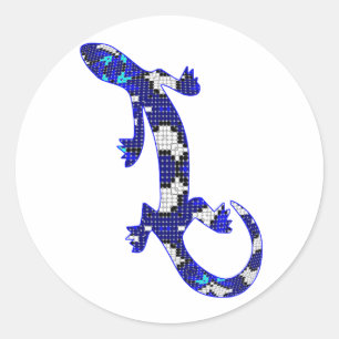 Blue Mosaic Snake Skin Lizard Runder Aufkleber