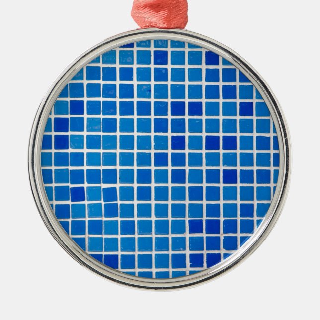 Blue Mosaic Tile Ornament Aus Metall (Vorne)