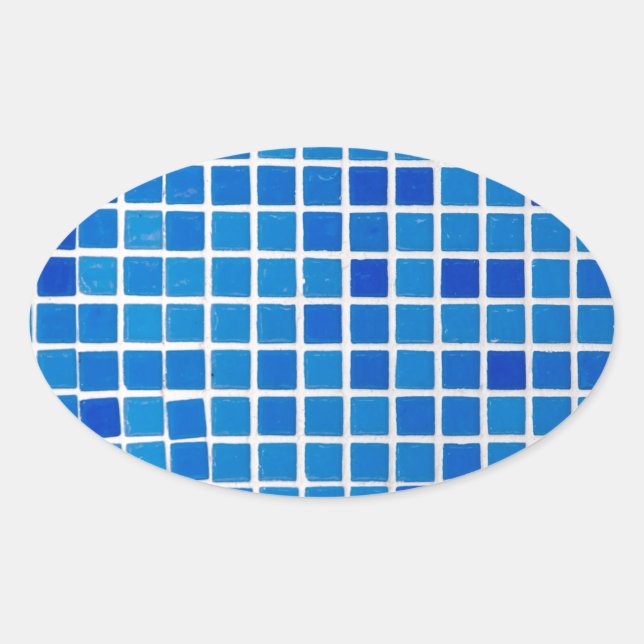 Blue Mosaic Tile Ovaler Aufkleber (Vorderseite)