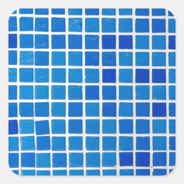 Blue Mosaic Tile Quadratischer Aufkleber (Vorderseite)