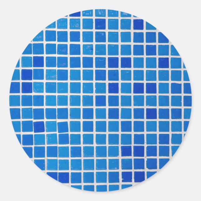 Blue Mosaic Tile Runder Aufkleber (Vorderseite)