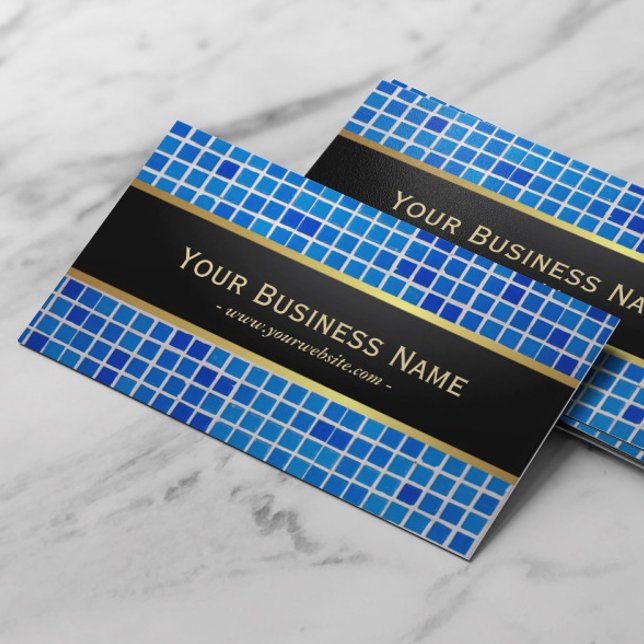 Blue Mosaik Background Dark Business Card Visitenkarte (Von Creator hochgeladen)