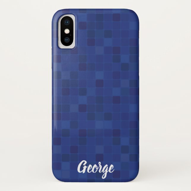 Blue Mosaik pixelated Design iPhone Gehäuse. Case-Mate iPhone Hülle (Rückseite)