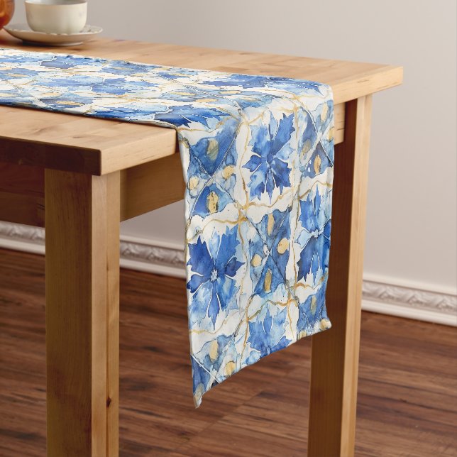 Blue Mosaik Table Runner Kurzer Tischläufer (Beispiel)