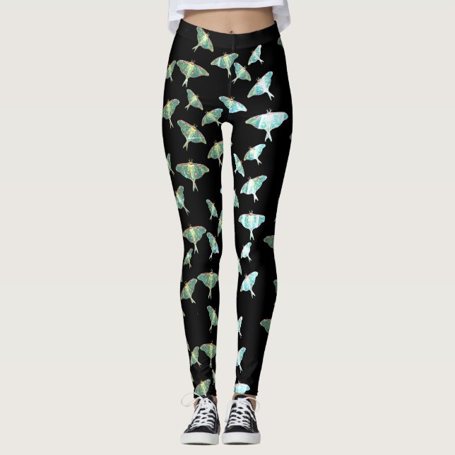 Blue Moth Butterflies Leggings (Vorderseite)