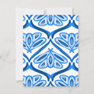 Blue Moth Butterfly Watercolor Looks White Pretty  Mitteilungskarte