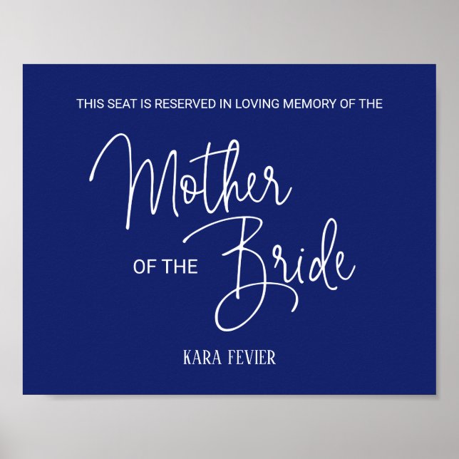 Blue Mother Bride vorbehaltene Seat Memorial Weddi Poster (Vorne)