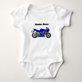 Blue Motorbike Personalisiert White Baby Strampler