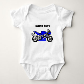 Blue Motorbike Personalisiert White Baby Strampler
