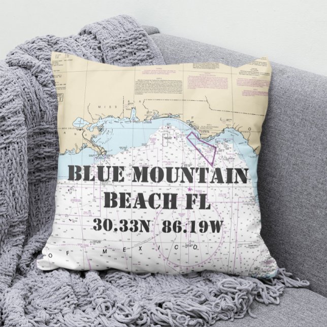 Blue Mountain Beach FL Nautical Chart CUSTOM-Beste Kissen (Von Creator hochgeladen)
