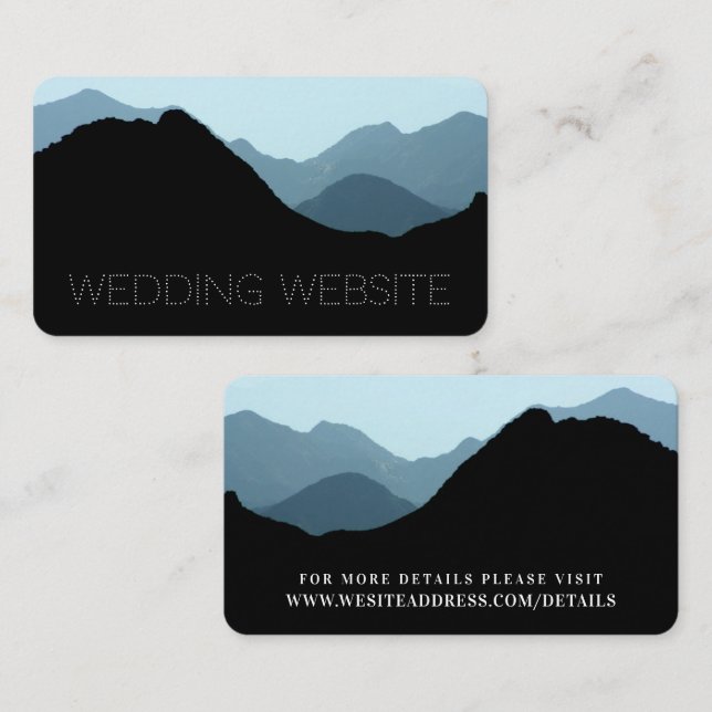 Blue Mountain Range, Rustic Wedding Website Begleitkarte (Vorne/Hinten)