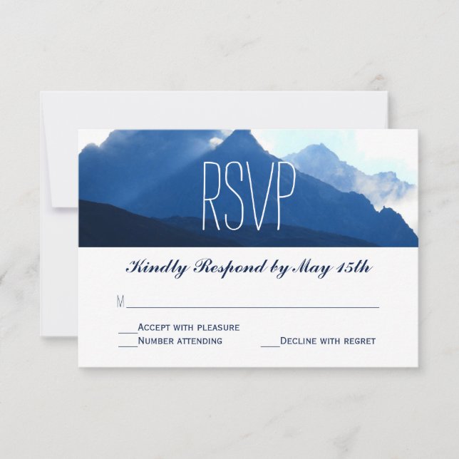 Blue Mountain Range Silhouette Wedding RSVP Cards (Vorderseite)