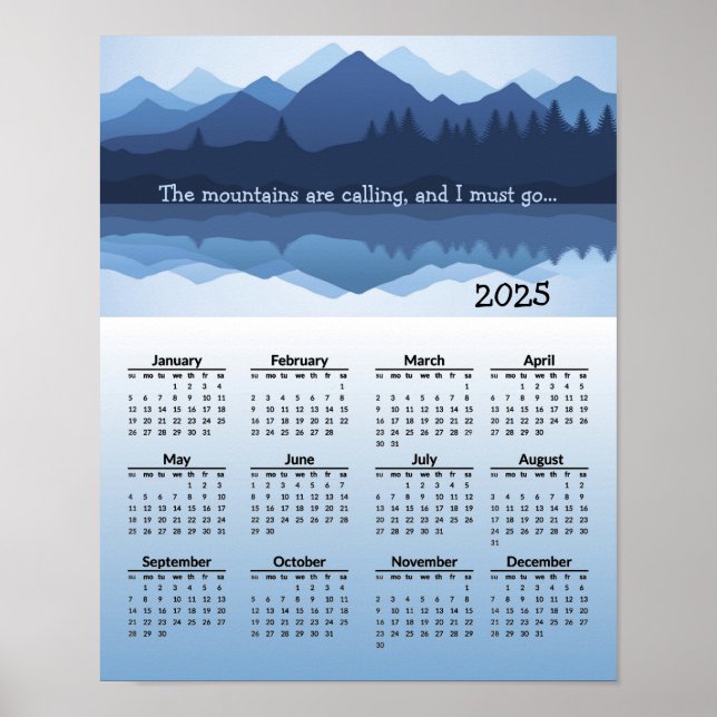 Blue Mountain Reflections 2025 Calendar Poster (Vorne)