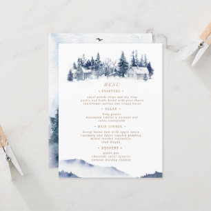 Blue Mountain Rustic Wedding Menu Card Einladung