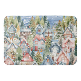 Blue Mountain Snowy Winter Village Badematte