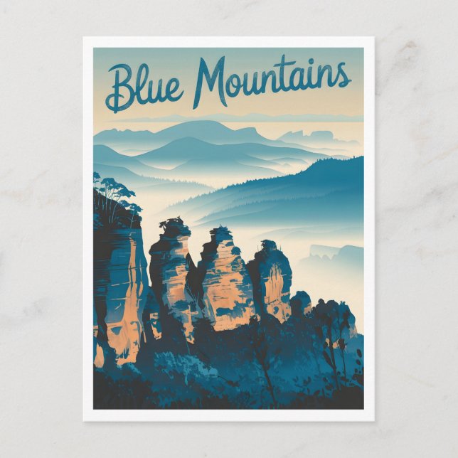 Blue Mountains Australien Vintag Postkarte (Vorderseite)