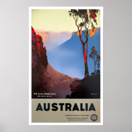 Blue Mountains Australien Vintage Reise Poster